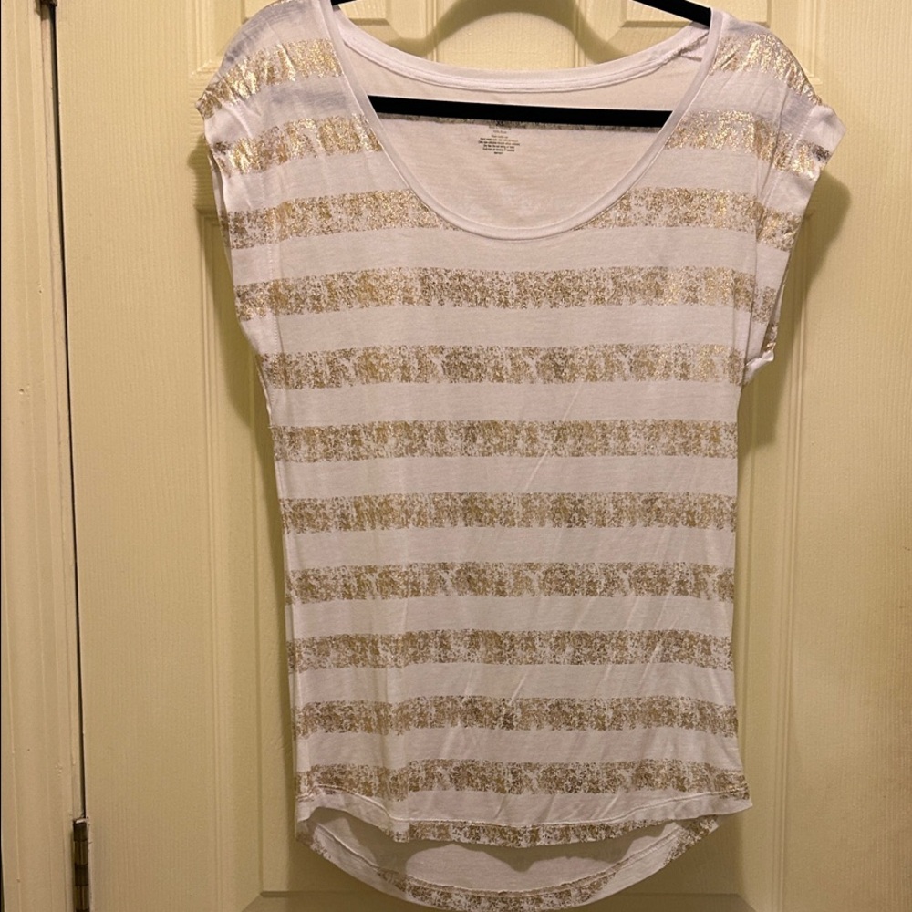 Jennifer Lopez Gold and White Striped Women's Top XS